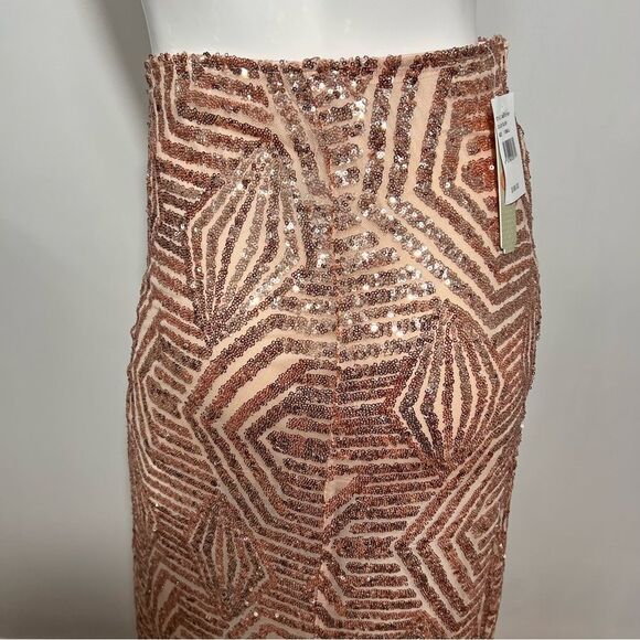 NWT Gianni Bini Rose Gold Sequin Front Slit Maxi Skirt - XS - Picture 5 of 10
